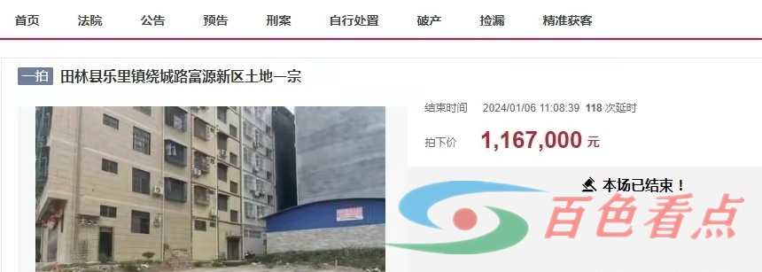 百色田林县一宗国道旁的135㎡宅基地48.3万拍卖，拍出116.7万 宅基地,土地,现在,面积,pic