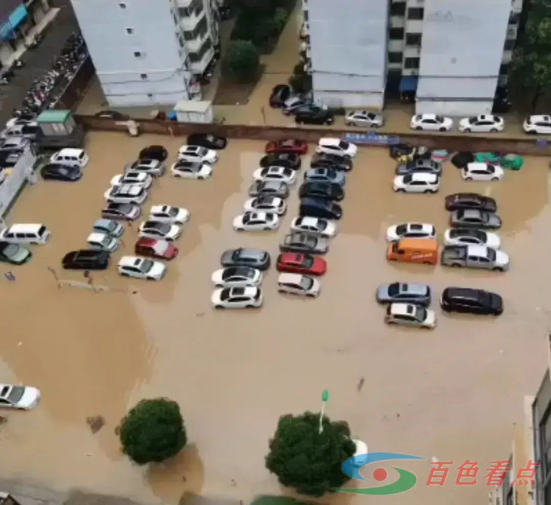 暴雨袭击，田东美女过马路水深及腰 